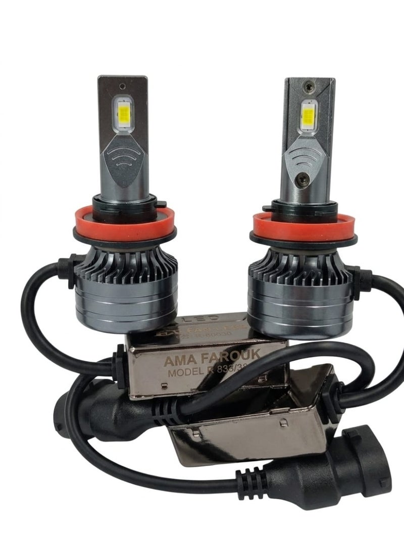 H8 LED Car Bulb Set – Super Bright 6000K White Light – Pair of Headlight Bulbs - Image 1