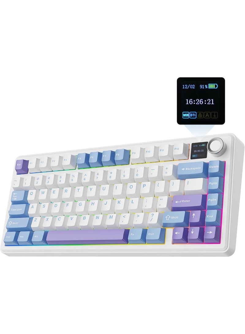 AULA F75 MAX Tri-Mode Wireless Mechanical Gaming Keyboard with TFT Screen & Knob, Reaper Switch, Hot-Swappable Keys, Gasket Mount, 2.4GHz/BT5.0/USB-C, for PC/Mac/Office/Gaming - Image 1