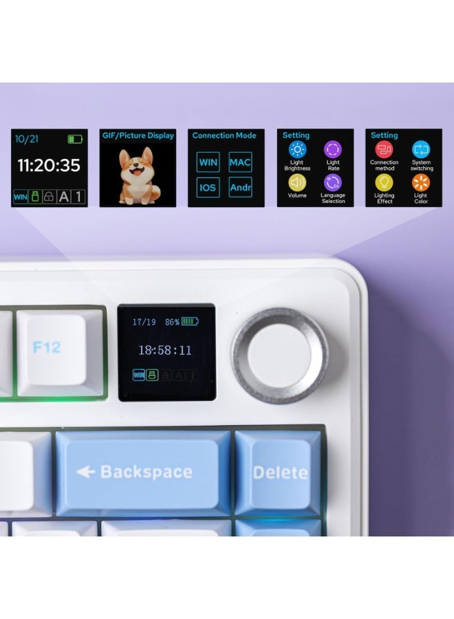 AULA F75 MAX Tri-Mode Wireless Mechanical Gaming Keyboard with TFT Screen & Knob, Reaper Switch, Hot-Swappable Keys, Gasket Mount, 2.4GHz/BT5.0/USB-C, for PC/Mac/Office/Gaming - Image 3