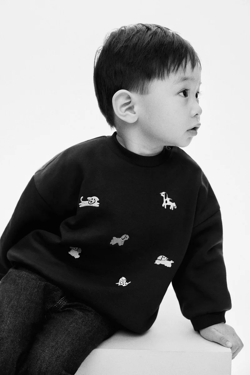 H&M Motif-detail brushed-inside sweatshirt