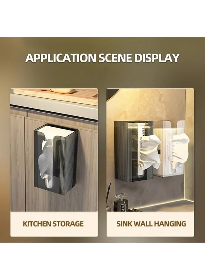 Translucent Green Wall Mounted Toilet Paper Holder Large Capacity Bathroom Tissue Storage Box - Image 3