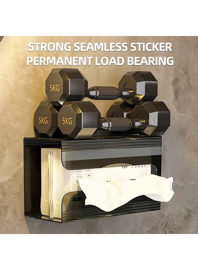 Translucent Green Wall Mounted Toilet Paper Holder Large Capacity Bathroom Tissue Storage Box - Image 2