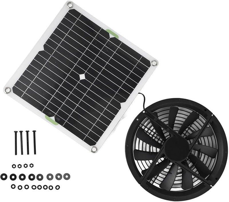100W 12V Solar Powered Ventilation Fan Portable For Home Outdoor Use - Image 2