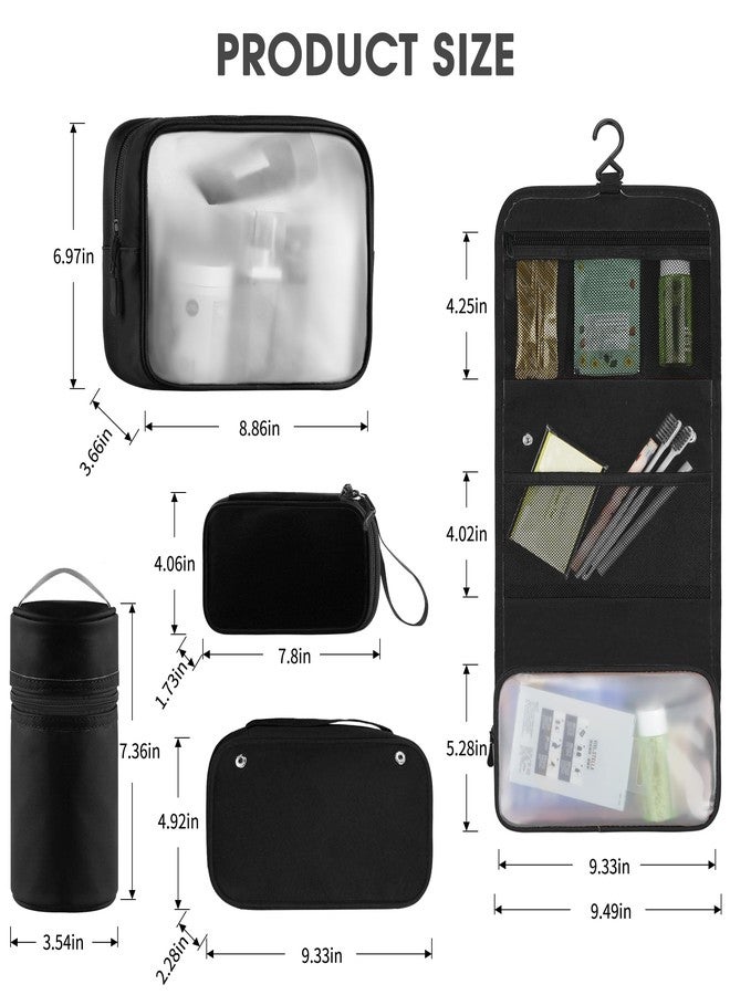 Toncoke Travel Toiletry Bag Set, Hanging Toiletry Bag Premium Faux Leather, Toiletry Bag for Women & Men, Travel Essentials Makeup Bag Water-resistant, Black - Image 3