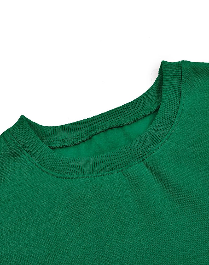 Joywayco Women's Long Sleeve Round Neck Cropped Sweatshirts Cute Loose Fit Pullover Tops (US, Alpha, Medium, Regular, Regular, Green) - Image 4