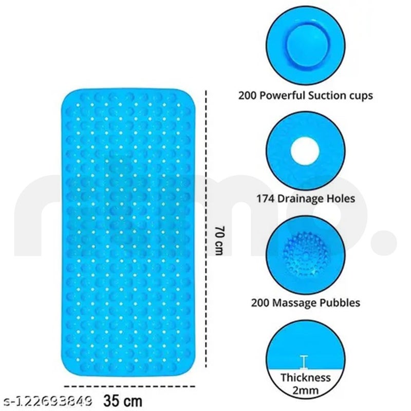 Ritmo Curved Blue Shower Mat 70x35cm NonSlip MachineWashable Bath Mat Walk in Shower Tray Shower Mats NonSlip Suction Cups for Kids Elderly - Image 4