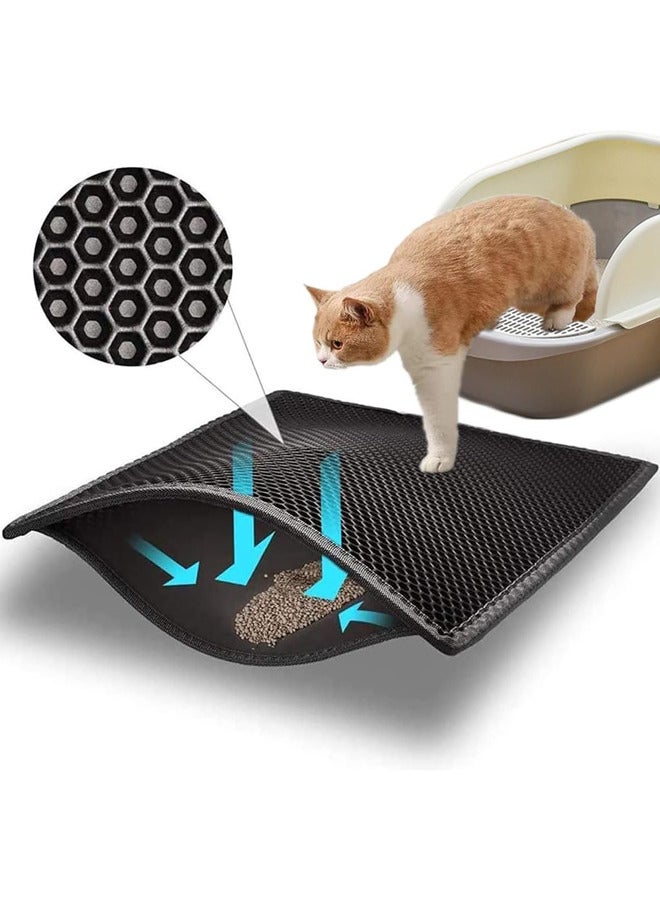 Neostyle Cat Litter Mat,Honeycomb Double-Layer Waterproof Urine Proof Material,Washable (Black) - Image 1