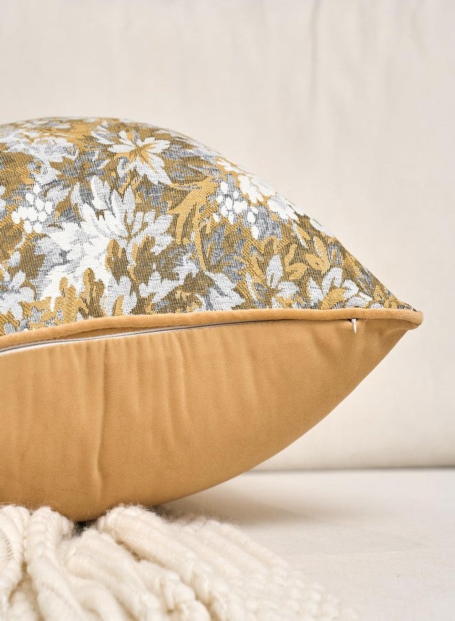 Alerfa Yellow Neutral Floral Pillow Cover 12 x 20 Inch, Vintage Chenille Rectangle Couch Pillow Cover Soft Decorative Farmhouse Accent Pillowcase for Living Room Bedroom - Image 2