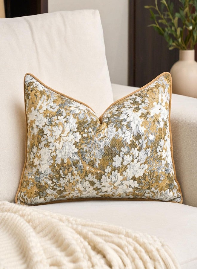 Alerfa Yellow Neutral Floral Pillow Cover 12 x 20 Inch, Vintage Chenille Rectangle Couch Pillow Cover Soft Decorative Farmhouse Accent Pillowcase for Living Room Bedroom - Image 1
