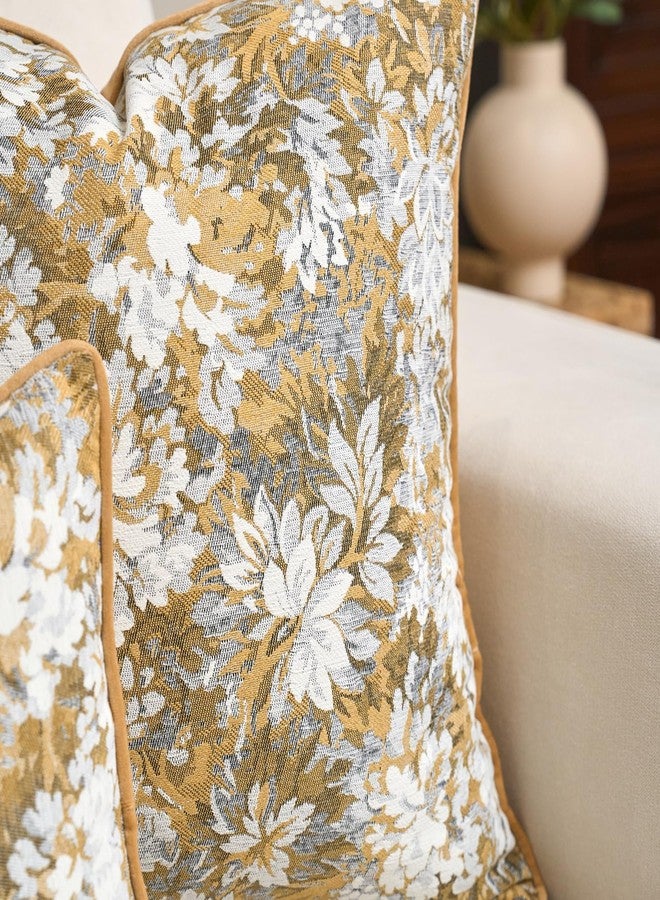Alerfa Yellow Neutral Floral Pillow Cover 12 x 20 Inch, Vintage Chenille Rectangle Couch Pillow Cover Soft Decorative Farmhouse Accent Pillowcase for Living Room Bedroom - Image 3