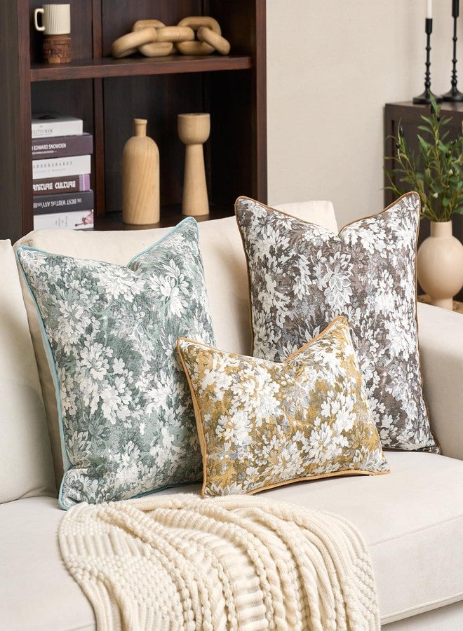 Alerfa Yellow Neutral Floral Pillow Cover 12 x 20 Inch, Vintage Chenille Rectangle Couch Pillow Cover Soft Decorative Farmhouse Accent Pillowcase for Living Room Bedroom - Image 5