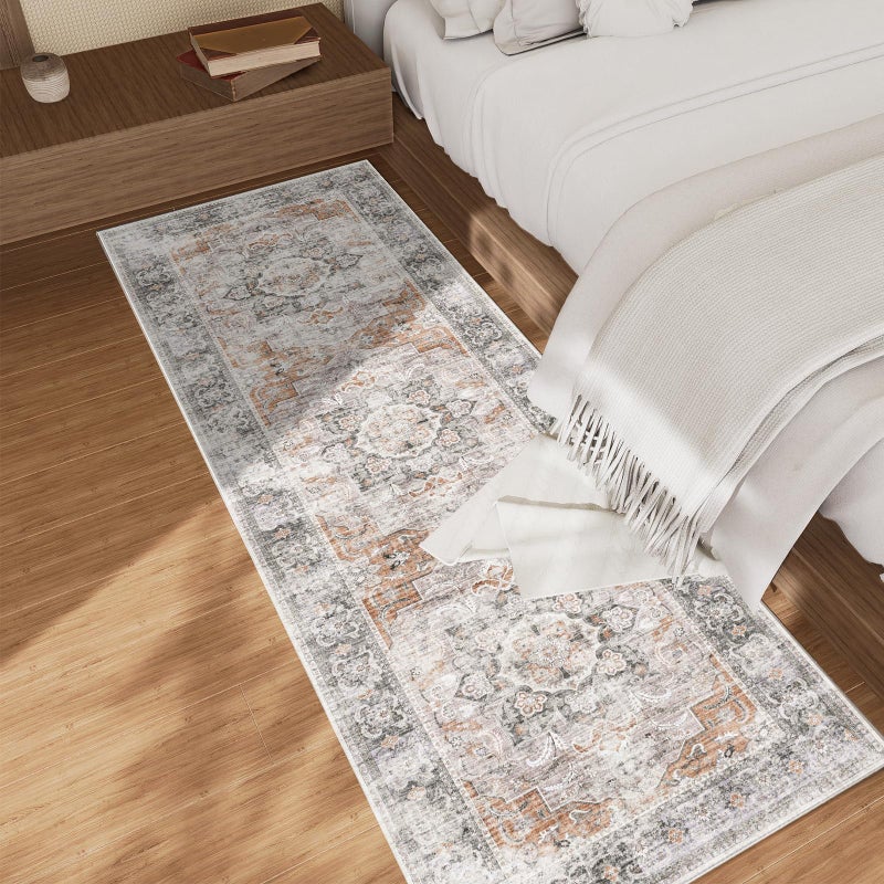 palohom Washable Runner Rug Non Slip: 2'6"x8' Kitchen Rug Runners Low Pile Soft Faux Wool Boho Distressed Floor Rug Non Shedding Carpet Runners for Hallways Entryway Bedroom Living Room Farmhouse Indoor - Image 2