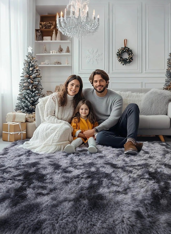 XiuWoo Soft Fluffy Shaggy Rug for Bedroom or Living Room – Tie-Dye Plush Carpet, Washable & Non-Slip, Ideal for Kids, Baby Nursery and Small Spaces (Multicolor) - Image 2