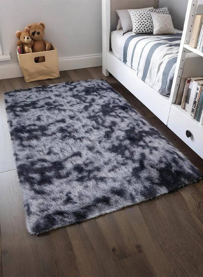 XiuWoo Soft Fluffy Shaggy Rug for Bedroom or Living Room – Tie-Dye Plush Carpet, Washable & Non-Slip, Ideal for Kids, Baby Nursery and Small Spaces (Multicolor) - Image 3