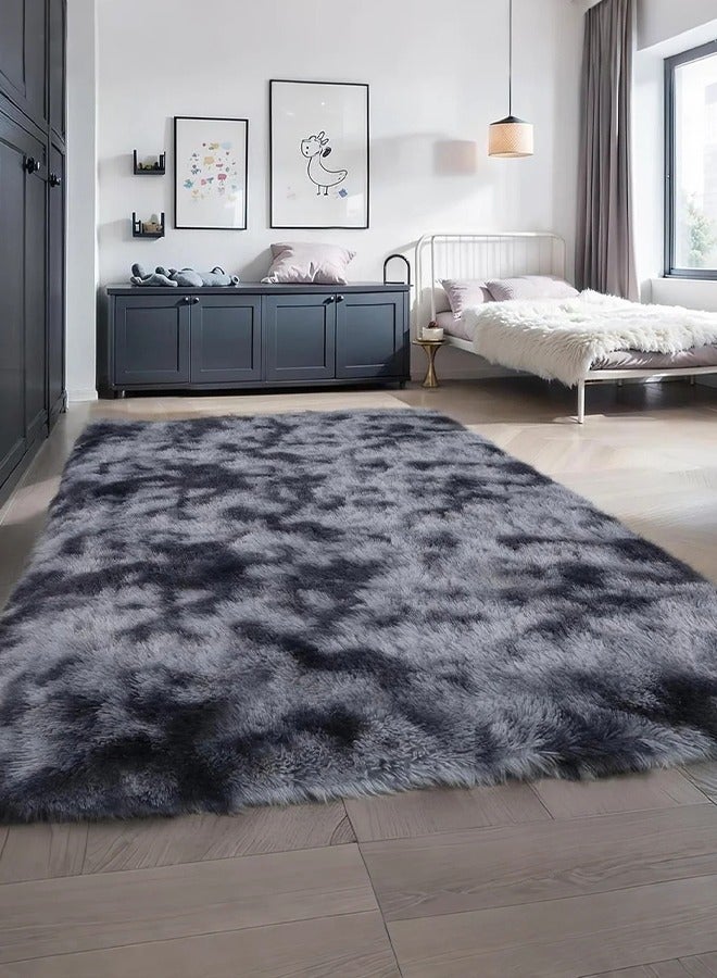 XiuWoo Soft Fluffy Shaggy Rug for Bedroom or Living Room – Tie-Dye Plush Carpet, Washable & Non-Slip, Ideal for Kids, Baby Nursery and Small Spaces (Multicolor) - Image 4