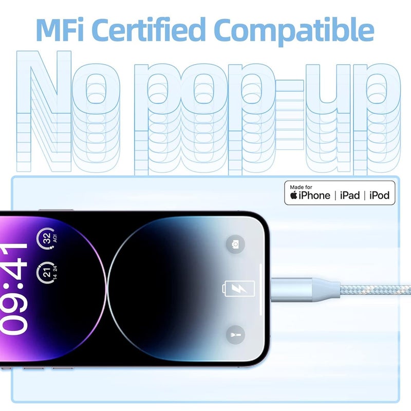 GHEREL USB C to Lightning Cable 3 Pack 6FT Apple MFi Certified iPhone Fast Charger Fast Charging Type c to Lightning Cable for iPhone 14 13 12 11 Pro Max Xr Xs 8 and More - Image 5