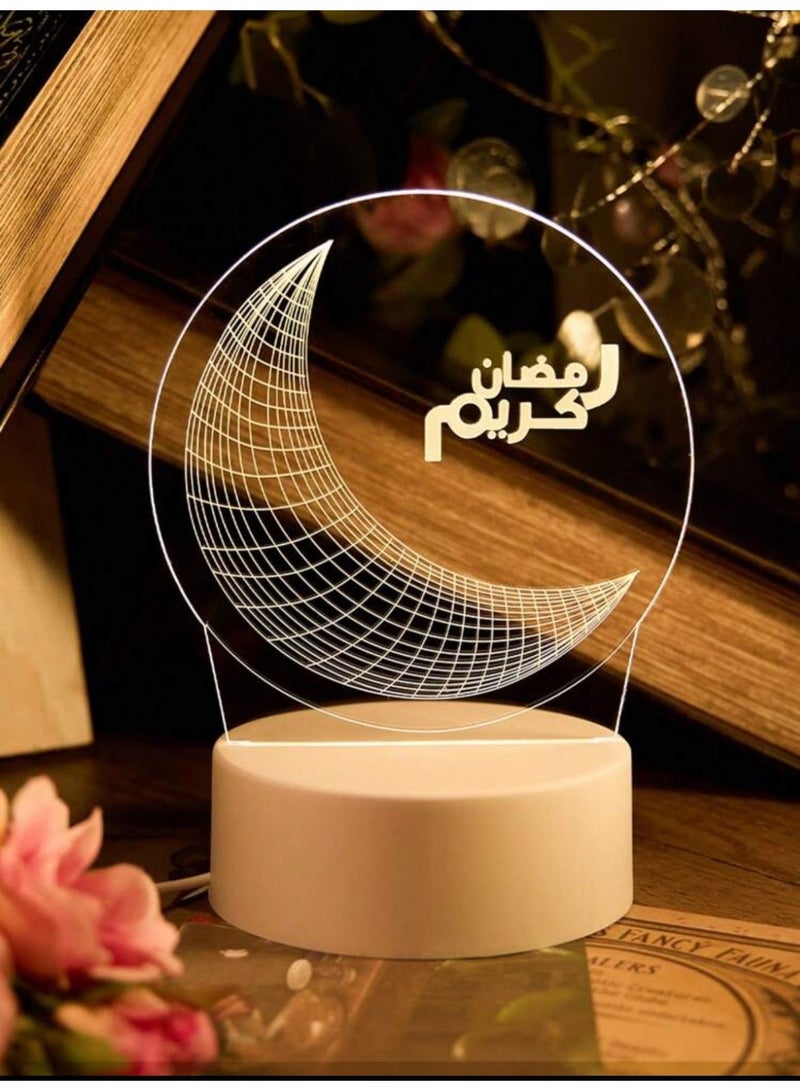 مصباح ديكور LED بتصميم هلال رمضان مع عبارة رمضان كريم – زينة رمضانية بإضاءة دافئة - Image 4