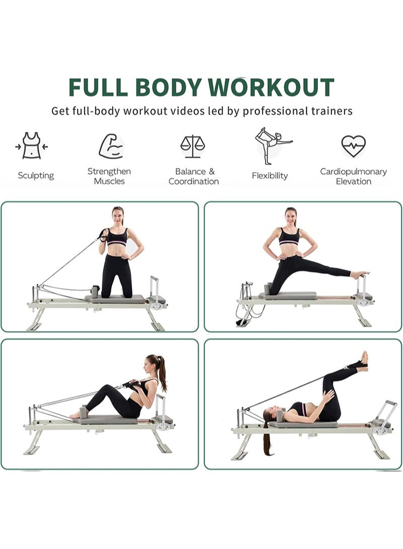 Yoawllty Pilates Reformer, Foldable Pilates Machine with Dual Resistance- Springs and Cords for Home Use and Gym Workout, Suitable for Advanced and Beginners(Grey)  - Image 3