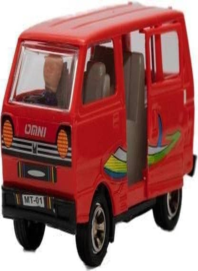 TECHZAGE Pull Back Plastic Multicolor Maruti Omni Van Car Toy with Openable Door Feature for Kids | Miniature Scaled Models Toy (Pack of 1 (Red) - Image 2