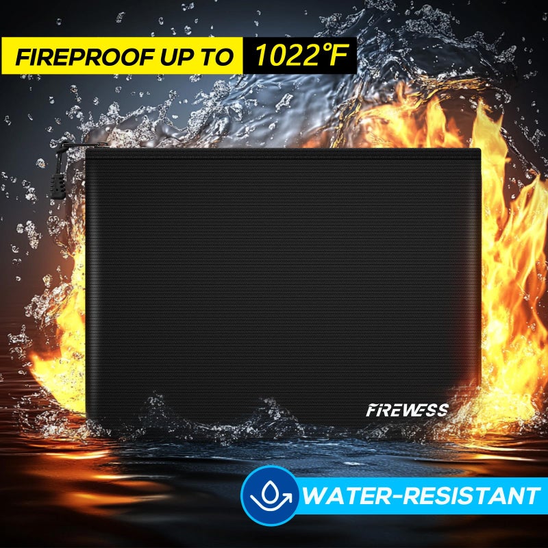 FIREWESS Fireproof Document Bag -2 Pack 13.4"x10" and 11"x6" Non-itchy Fireproof Money Bag, Waterproof Zipper holder for Valuables, Fire & Water Resistant Safe Pouch for File,Cash,Passport,Keys - Image 2