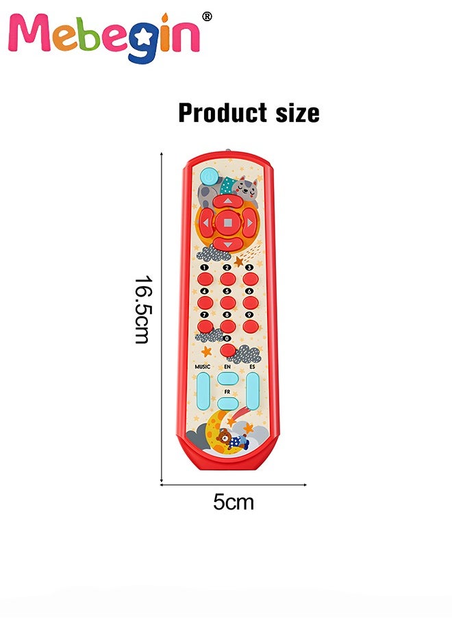 MEBEGIN Musical TV Remote Control Toy, Baby Remote Play Toy with Light and Sound, Early Multi-Language Educational Sensory Learning Toys Gifts for Boys Girls 18 Month+, Red  - Image 2