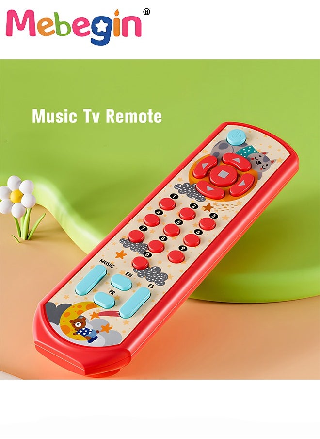 MEBEGIN Musical TV Remote Control Toy, Baby Remote Play Toy with Light and Sound, Early Multi-Language Educational Sensory Learning Toys Gifts for Boys Girls 18 Month+, Red  - Image 3
