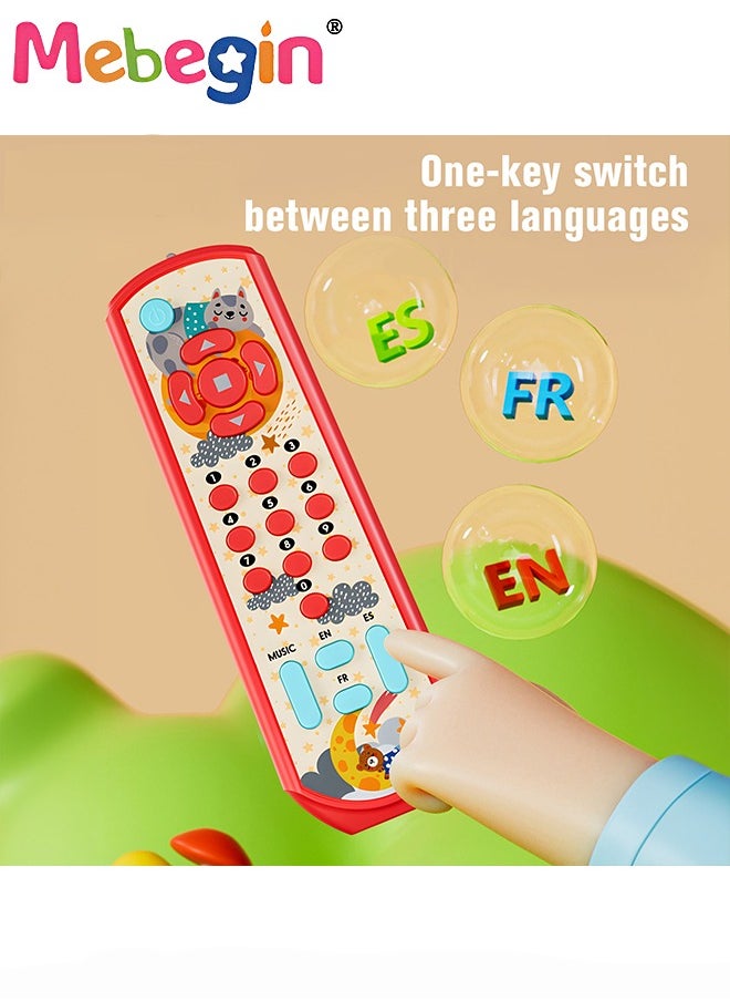 MEBEGIN Musical TV Remote Control Toy, Baby Remote Play Toy with Light and Sound, Early Multi-Language Educational Sensory Learning Toys Gifts for Boys Girls 18 Month+, Red  - Image 5