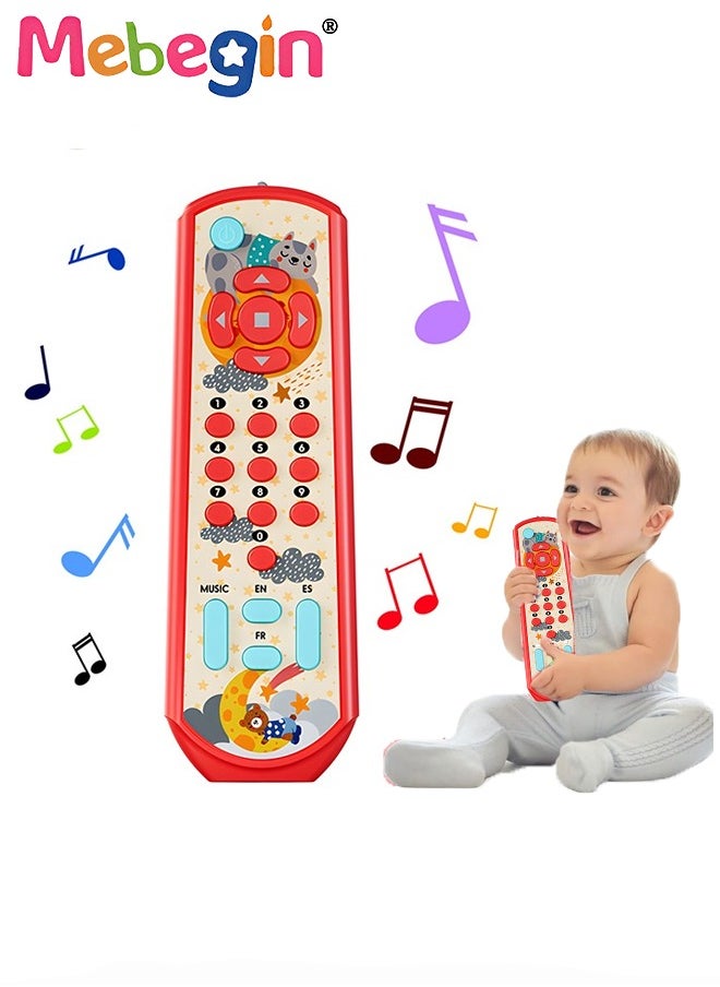 MEBEGIN Musical TV Remote Control Toy, Baby Remote Play Toy with Light and Sound, Early Multi-Language Educational Sensory Learning Toys Gifts for Boys Girls 18 Month+, Red  - Image 1
