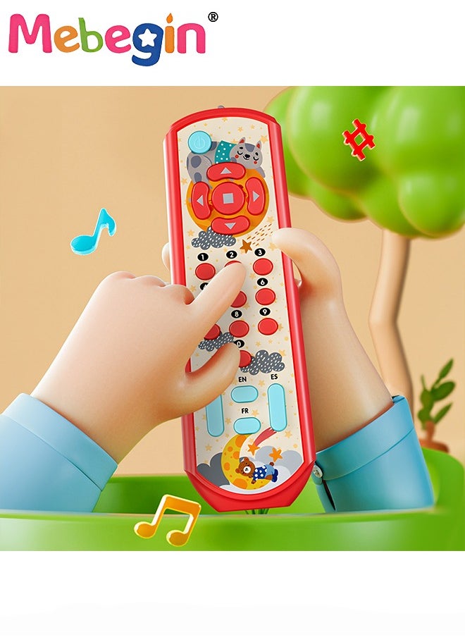 MEBEGIN Musical TV Remote Control Toy, Baby Remote Play Toy with Light and Sound, Early Multi-Language Educational Sensory Learning Toys Gifts for Boys Girls 18 Month+, Red  - Image 4
