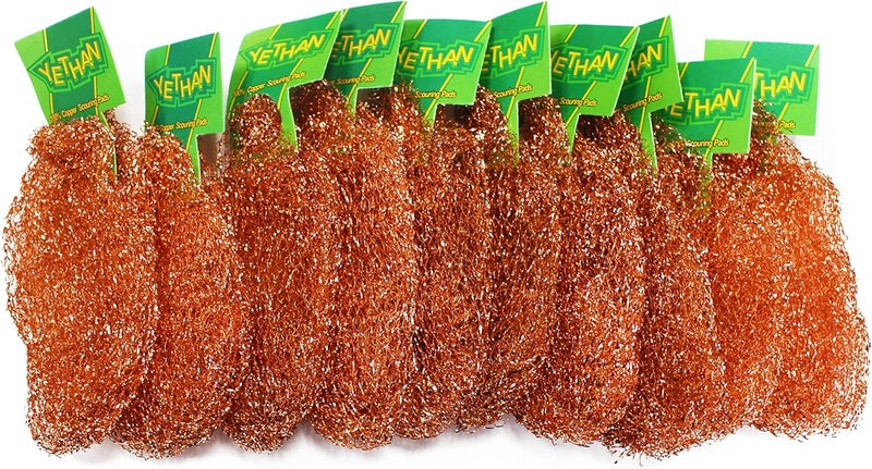 YETHAN Copper Scouring Pad, Scrubbing Scour Pads 10 Pcs/Pack, Pure Copper, 13g / Pc - Image 1