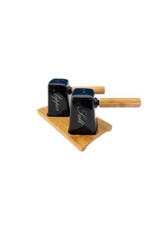 Generic Porcelain Salt & Pepper Set With Bamboo Base  - Image 2