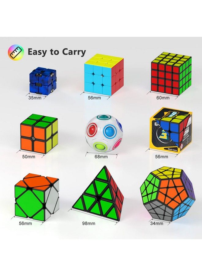 VDEALEN مجموعة مكعبات السرعة، حزمة 9 مكعبات ألغاز، كرة فidget 2X2 3X3 بدون ملصقات 4X4 هرم دوديكاhedron سكيوبي إنفينيتي مكعب سحري، ألعاب مكعبات سلسة هدايا للأطفال والبالغين - Image 3