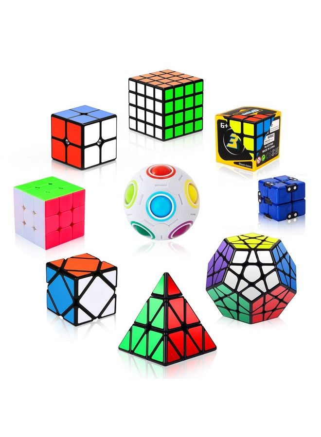 VDEALEN مجموعة مكعبات السرعة، حزمة 9 مكعبات ألغاز، كرة فidget 2X2 3X3 بدون ملصقات 4X4 هرم دوديكاhedron سكيوبي إنفينيتي مكعب سحري، ألعاب مكعبات سلسة هدايا للأطفال والبالغين - Image 2