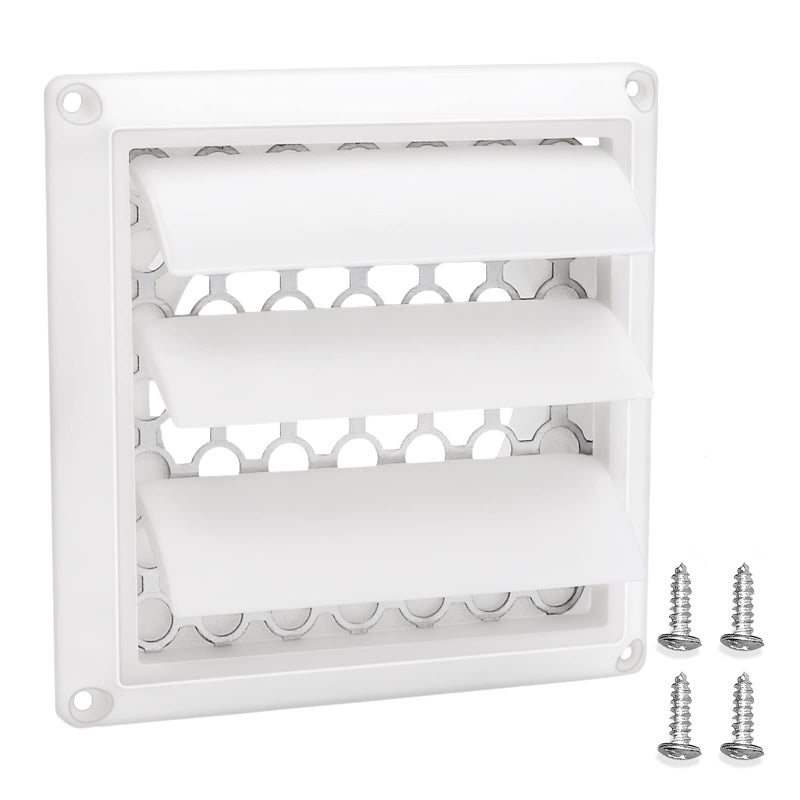 4 Inch Louvered Exhaust Dryer Vent Cover Outdoor Exhaust Cap for 4 Vent Duct Opening with Aluminum Builtin Pest Guard Screen and Screws by Blutoget
