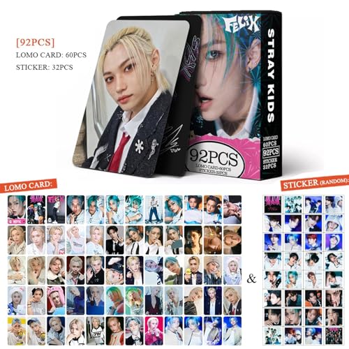 KPOPBP Stray Kids Photocards 60 PCS SKZ Rock Star Album Photo Cards with 32 PCS Stickers KPOP Gift Lomo Cards Merch for SKZ Boys and Girls (Felix) - Image 2