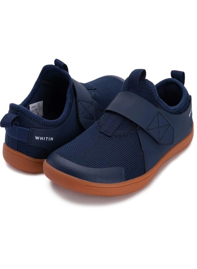 WHITIN Toddler/Kids Wide Barefoot Shoes for Boys/Girls Pull-On Sneakers Minimalist Wide Width Zero Drop Size 10 Walking Jogging Sports Jump Runner Tennis Navy Blue 27 - Image 1