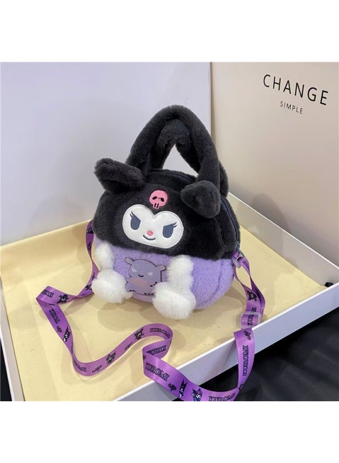 Sanrio Handbag Cartoon Kulomi Plush Toy Girl Handbag Doll Machine Doll Change Crossbody Bag-Specifications:Kuromi Shoulder Bag  - Image 1
