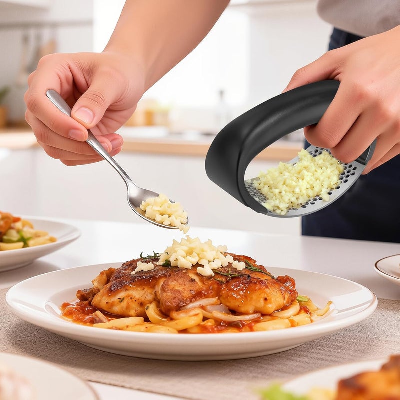 Cook Guy عصارة ثوم من الفولاذ المقاوم للصدأ 304 - عصارة ثوم فاخرة من الفولاذ المقاوم للصدأ - مفرمة ثوم مع مقبض مريح - Image 5