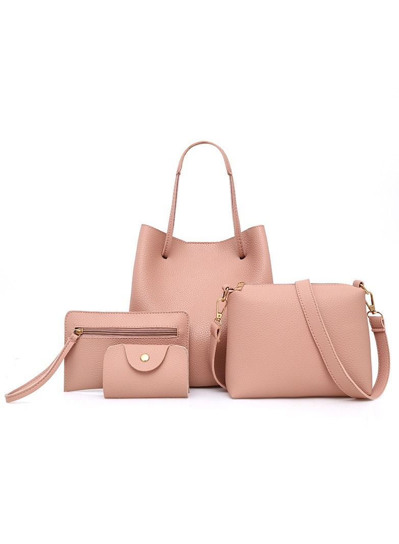 NIBEMINENT 4 Piece Leather Tote Bag Set Grey - Image 2