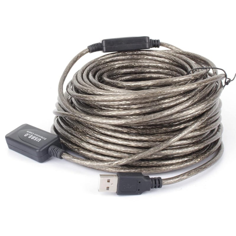 Denash كابل تمديد ، طوله 20 متر، متوافق مع معايير USB 1.1/1.0/2.0، أسود، إكسسوار كمبيوتر بدون تدهور في جودة الإشارة. - Image 1