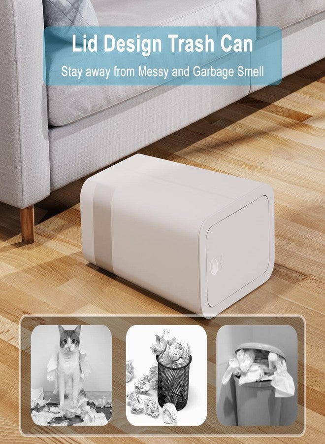NetDot N. 3 Pack (2 of 4 Gal & 1 of 2.6 Gal) Small Trash Can with Lid,Bathroom Garbage Can with Pop-Up Lid,Waste Basket for Bathroom,Kitchen,Bedroom,Powder Room,Craft Room,Office,College (Off white) - Image 3
