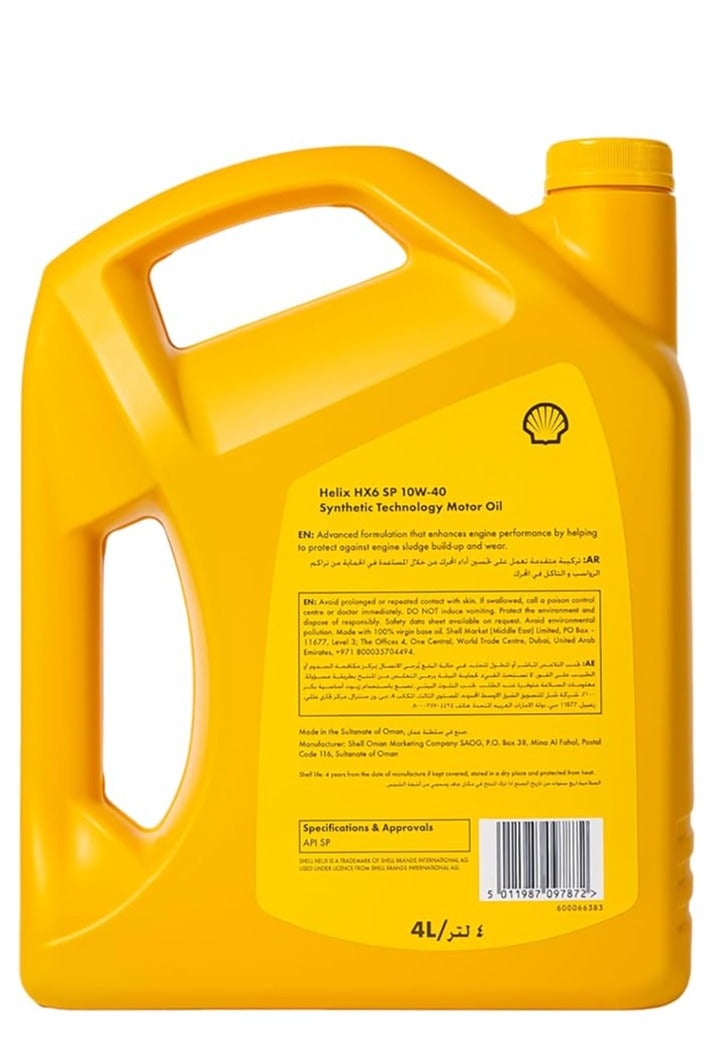Shell Helix HX6 10W-40-4L Synthetic Tectnology Motor Oil - Image 2