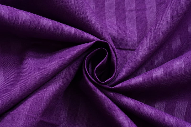 DECOR2ADMIRE 300TC Pure Cotton Plain Stripe King Size Double Bedsheet for Double Bed with Two Pillow Covers (King, Purple)(100 * 108 Inches) - Image 3