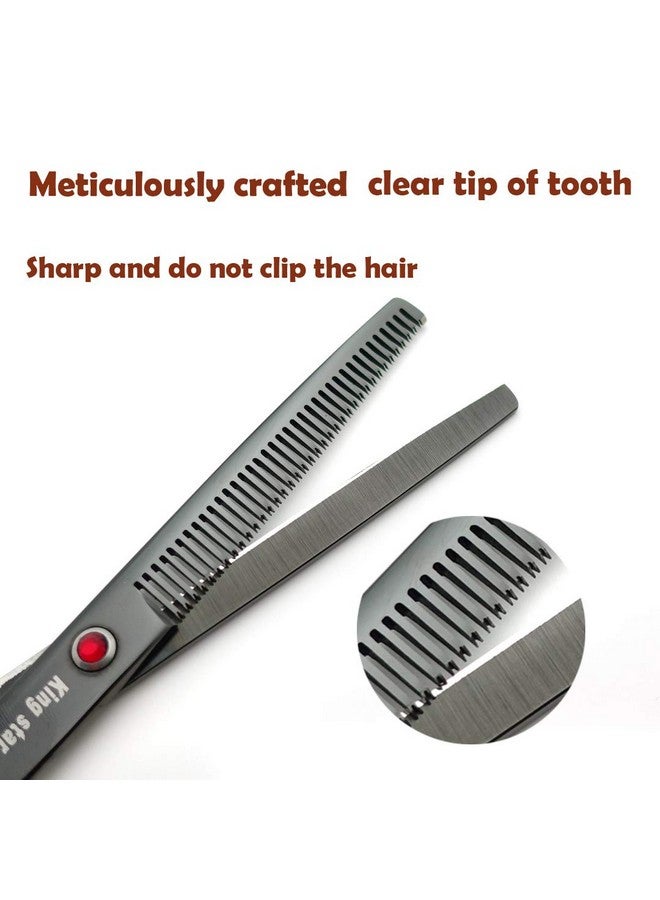 Kingstar 7.0in Titanium Black Professional Pet Grooming Scissors Set,Straight & Thinning & Curved Scissors 4pcs Set for Dog Grooming,(Black) - Image 5