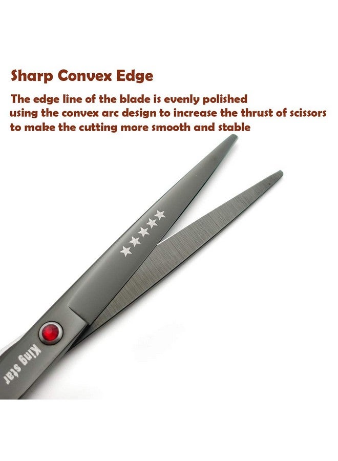 Kingstar 7.0in Titanium Black Professional Pet Grooming Scissors Set,Straight & Thinning & Curved Scissors 4pcs Set for Dog Grooming,(Black) - Image 4