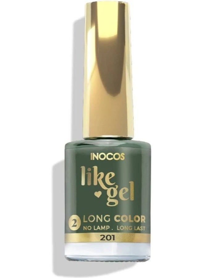 INOCOS Like Gel 2 Long Color Nail Polish 201 Mint Green 11ml - Image 1
