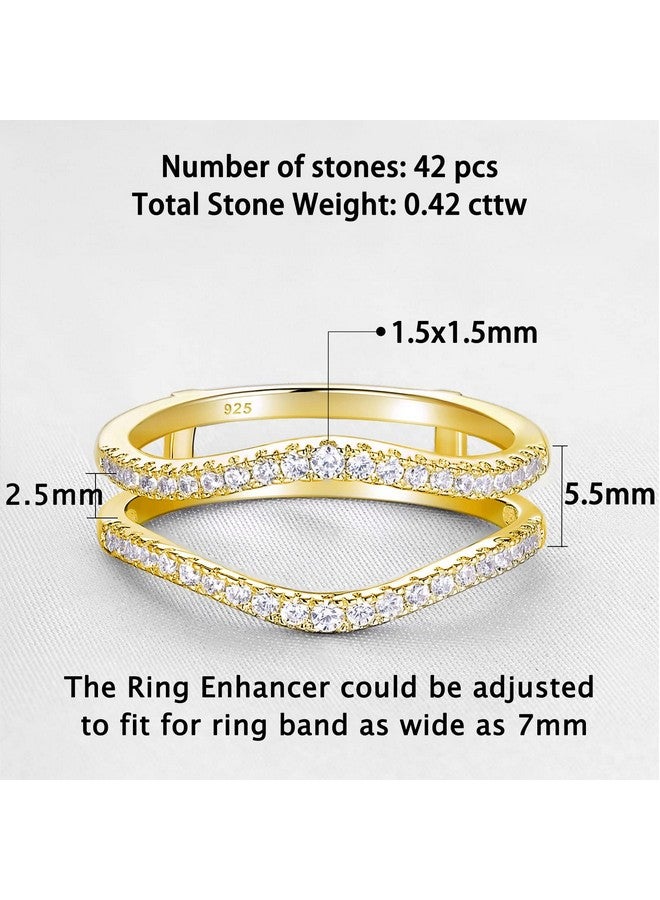 Newshe Jewellery Newshe Cubic Zirconia Curved Wedding Bands For Women Ring Enhancer Guard For Engagement Rings 925 Sterling Yellow Gold Silver Size 7.5 - Image 2
