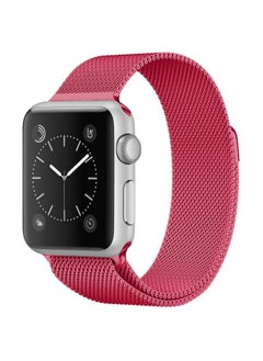 Replacement Strap For Apple Watch Ultra 49mm&Watch Ultra 2 49mm / Series 9&8&7 45mm / 6 & SE & 5 & 4 44mm / 3 & 2 & 1 42mm Milanese Loop Magnetic Stainless Steel Watch Band Bright Pink