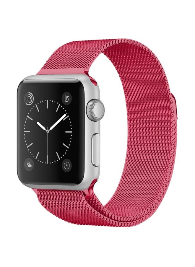 Generic - Replacement Strap For Apple Watch Ultra 49mm&Watch Ultra 2 49mm / Series 9&8&7 45mm / 6 & SE & 5 & 4 44mm / 3 & 2 & 1 42mm Milanese Loop Magnetic Stainless Steel Watch Band Bright Pink - Image 1