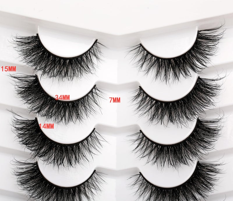 Pooplunch Cat Eye Look Fluffy Volume Wispy Lashes False Eyelashes Natural 8D Winged Short Soft Fake Eyelashes 7 Pairs Faux Mink Lashes Pack Black - Image 2